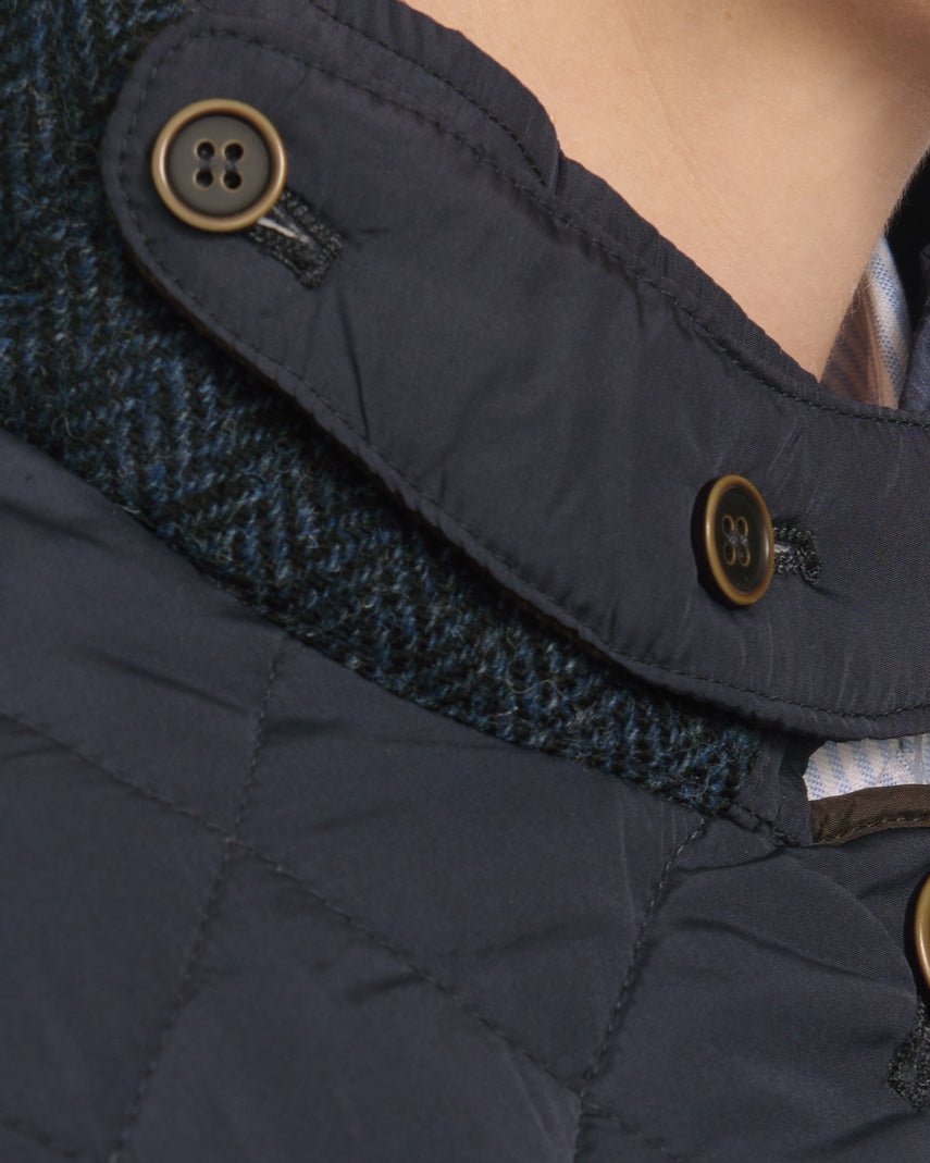 Steppmantel ''Gabby'' mit Tweed Besatz in navy - Wellington of Bilmore